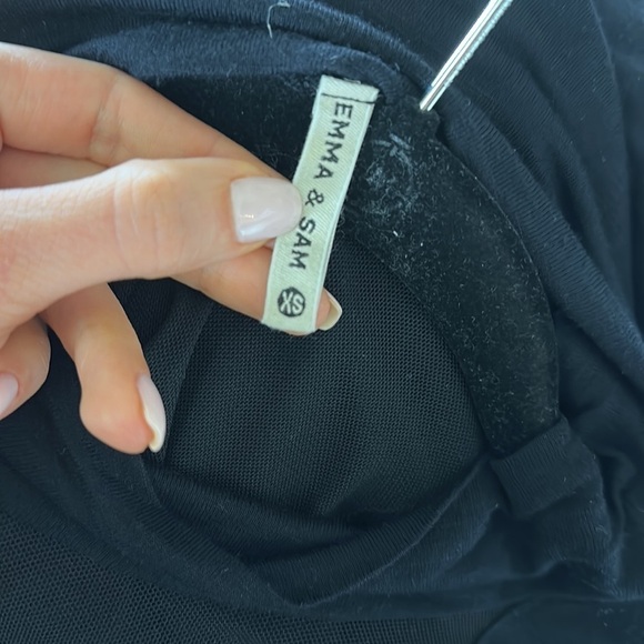 Emma & Sam Black Sheer Long Sleeve Mockneck Mesh Knit Top -Crew Neck Top - Picture 4 of 4